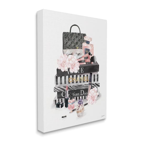 Stupell Industries Daily Glam Necessities Fashion Forward Book Stack Canvas Wall Art
